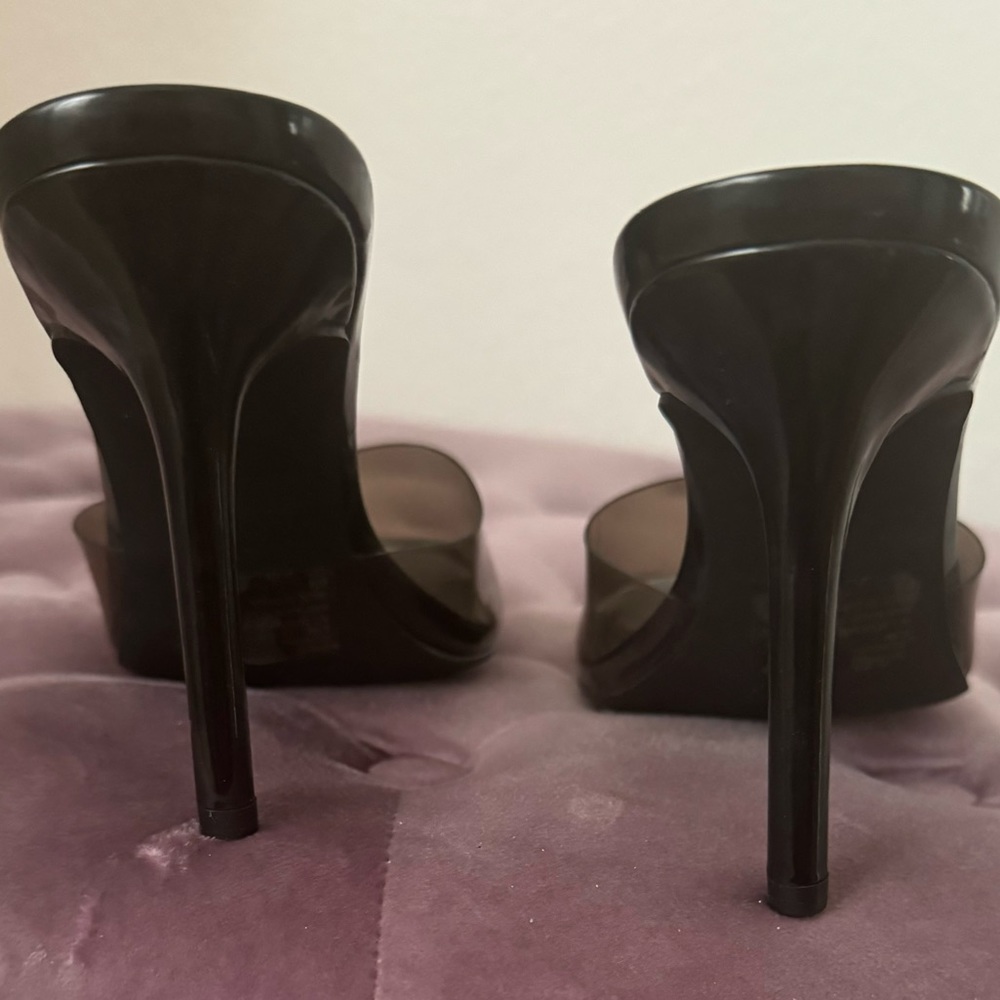 Steve Madden Black Clear Mule Square Sandals - Picture 3 of 4